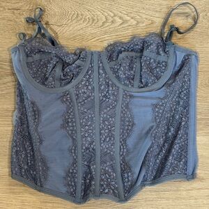 Urban Outfitters Out From Under Blue Lace Corset Bustier Size Large